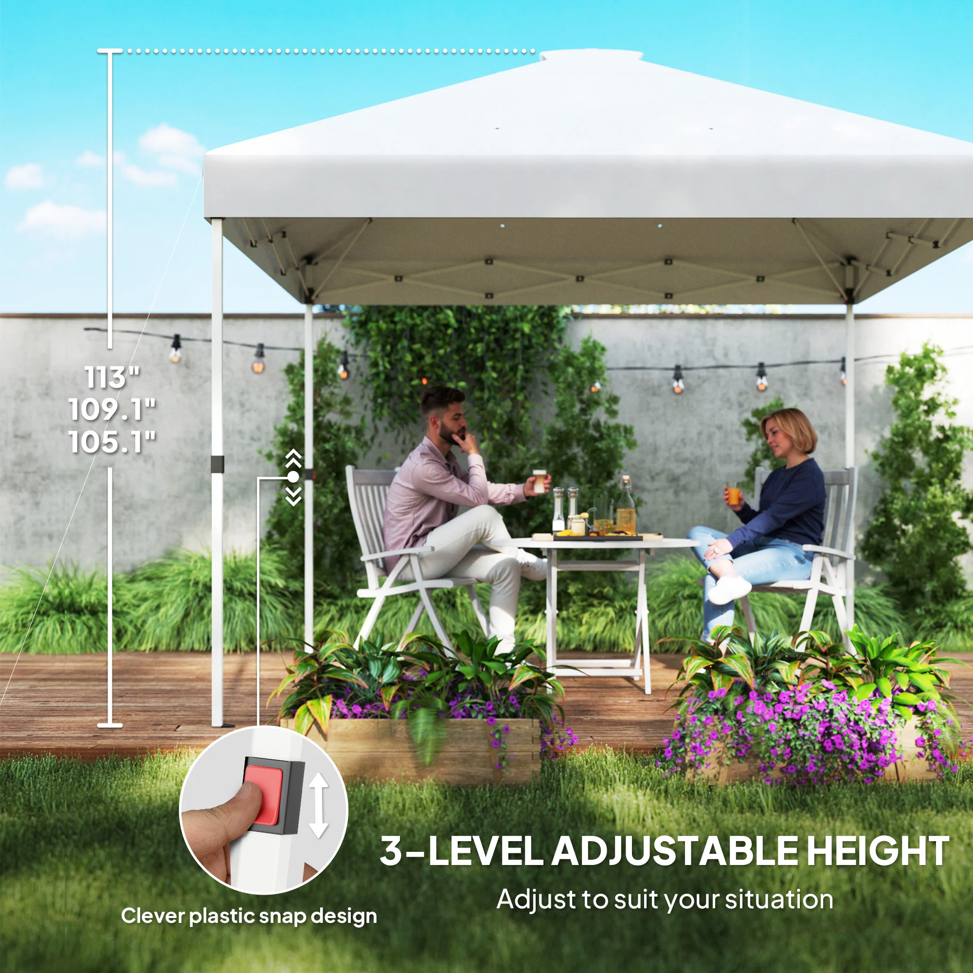 Toldo plegable 10x10 con 2 paredes laterales, UV50+, protección solar con bolsa de transporte,... - Image 4