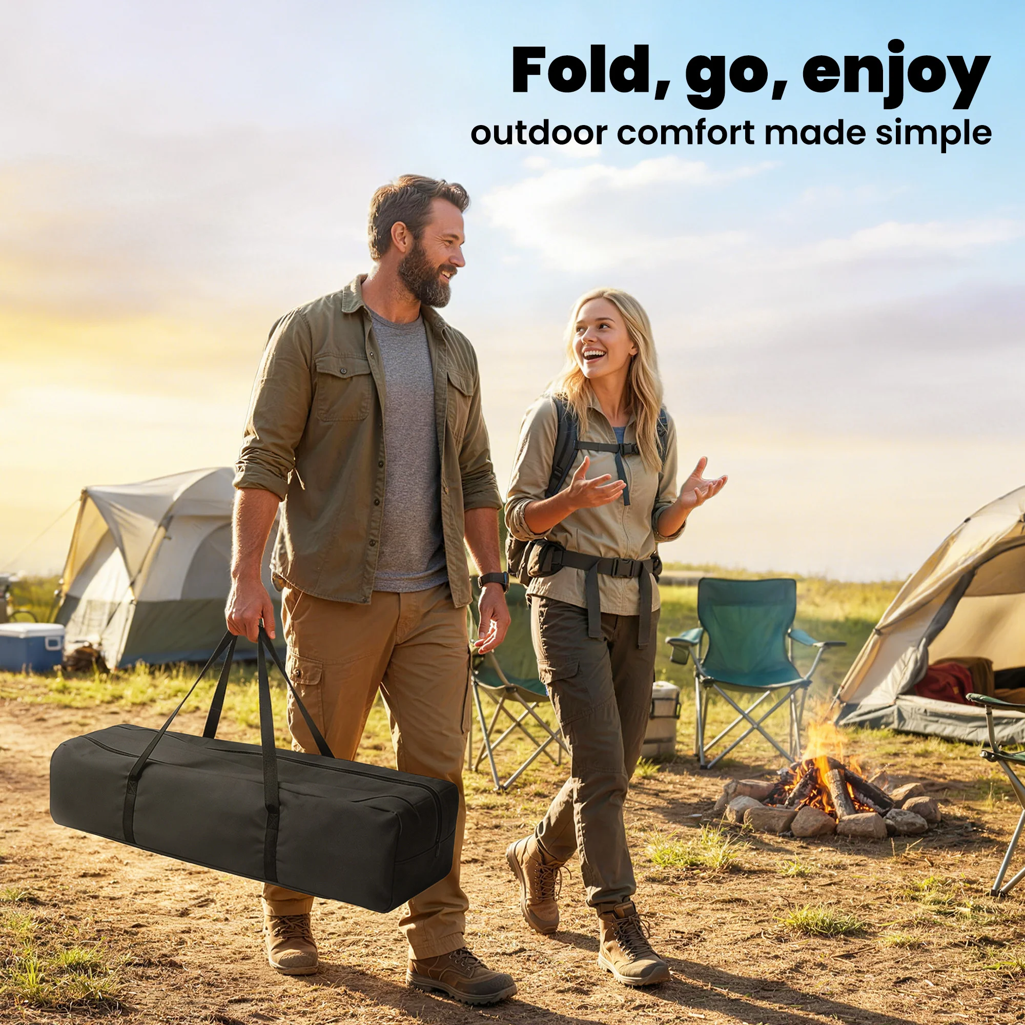 Folding Camping Table with Adjustable Height and Removable Panels, A... – Image 2