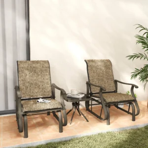 3-teiliges Outdoor-Schaukelset Bistro-Set mit Stahlrahmen, Tisch mit gehärtet...