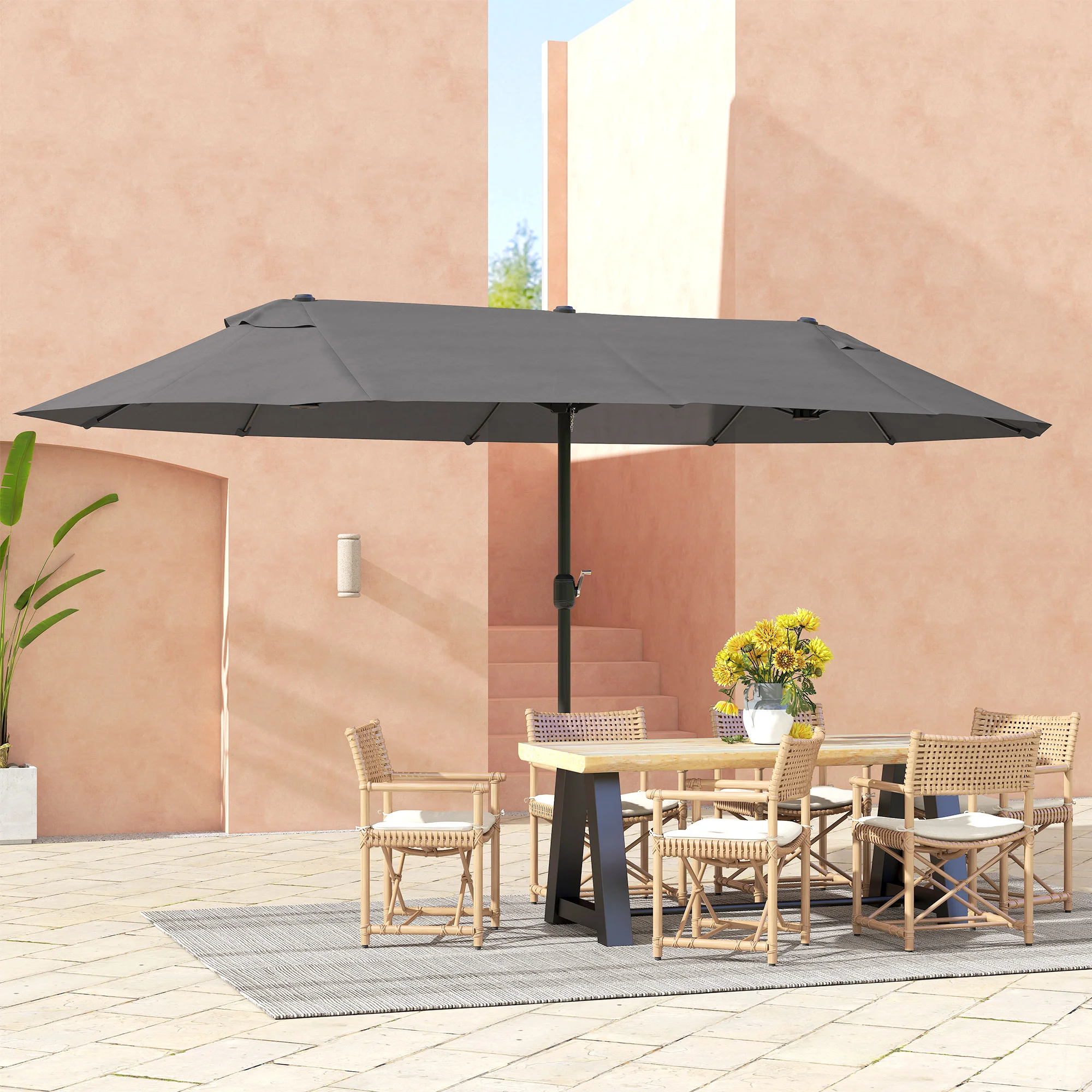 Extra große 4,5m Terrassenmarkise, doppelseitig, mit Kurbel und Lüftungsschli... – Bild 5