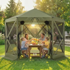 10 x 11 ft Pop-Up Gazebo Privacy Screen, Portable Camping Quick-Pitch Tent with...