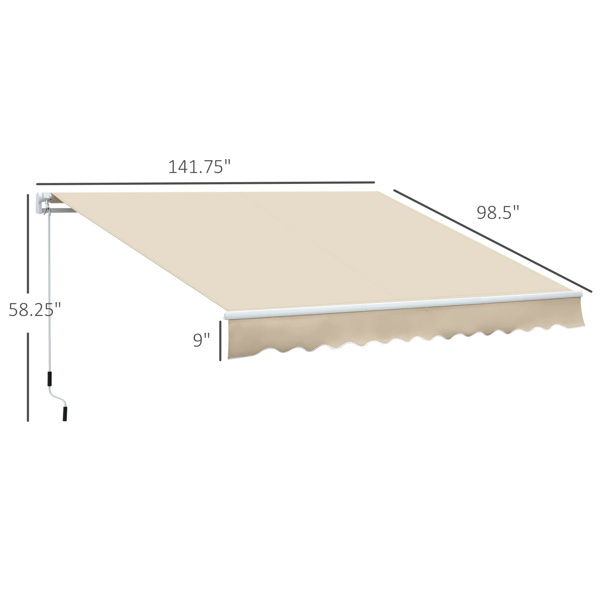 12 x 8 Terrassenmarkise, ausziehbarer Sonnenschutz mit Handkurbel für Terrass... – Bild 7
