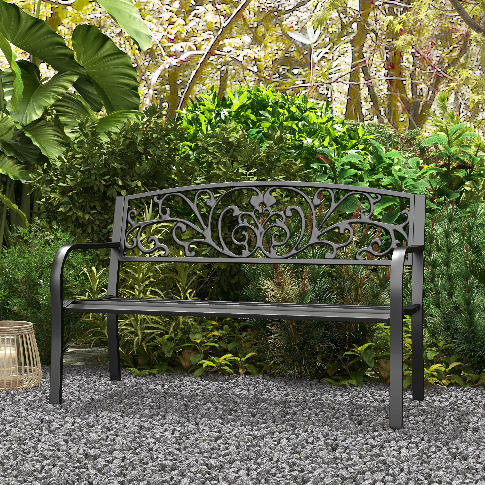 CampGlut Floral Bench: Weiche Polsterung für Komfort.