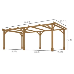 20 x 10 Holzpergola, stabiles Klettergerüst für Pflanzen, Dunkelbraun