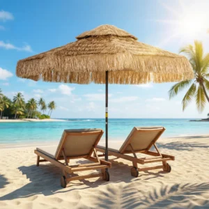 CampGlut 8,5 Fuss Tiki-Schirm aus Hawaii-Stroh fuer Terrasse.