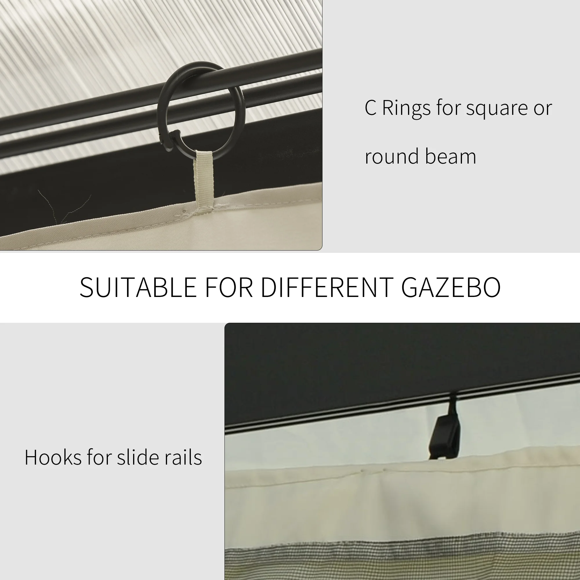 9.84 x 11.8 Gazebo Sidewall Set with Hooks/C-Rings – Bild 4