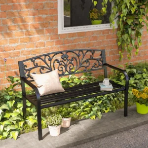 CampGlut 50 Zoll Gartenbank mit floralem Muster.