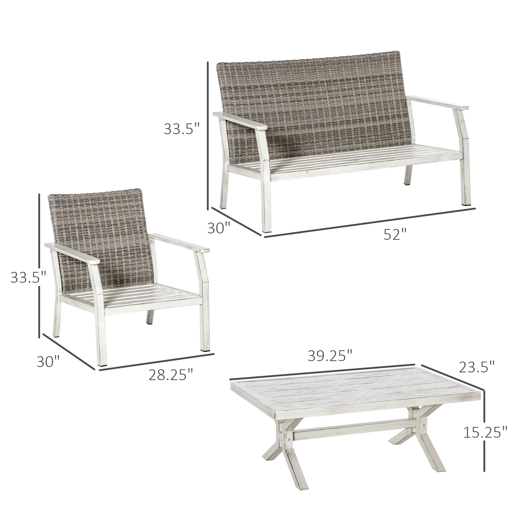 4-teiliges Polyrattan-Sofa-Set mit Kissen, Alurahmen, beige – Bild 3