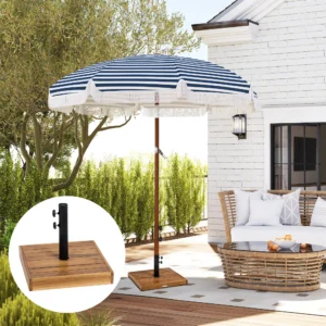 Terrassenschirmständer, 19 kg Beton, für 3,2/3,8 cm Stangen, Teak