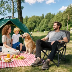 Tragbarer Campingstuhl für Erwachsene, klappbar, mit Seitentaschen, Getränkeh...