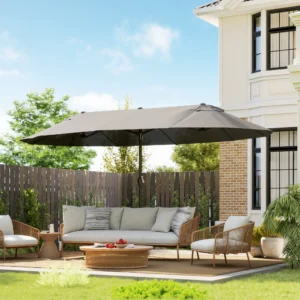 Extra große 4,5m Terrassenmarkise, doppelseitig, mit Kurbel und Lüftungsschli...