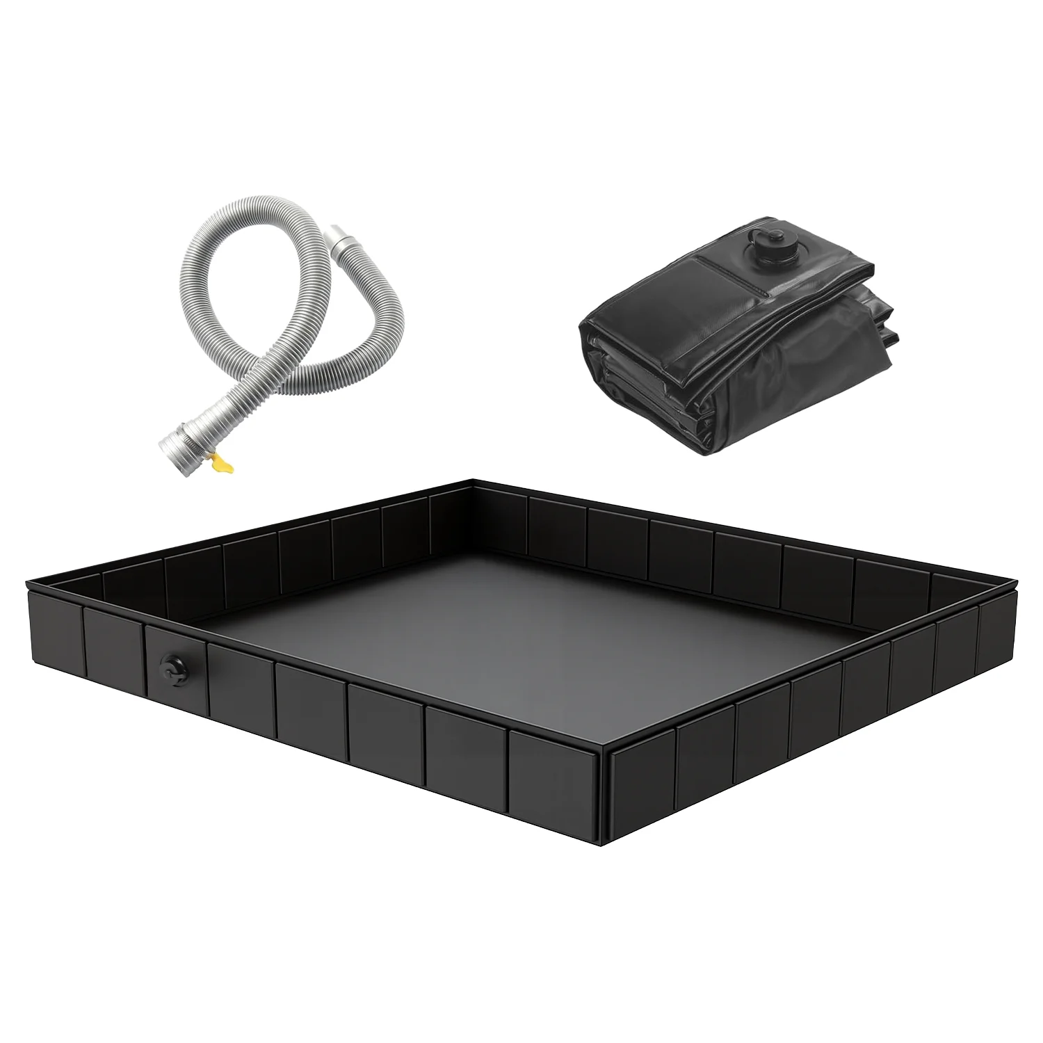Bac de douche pliable 41x41x5,5 cm pour camping avec tuyau d'évacuation – Image 3