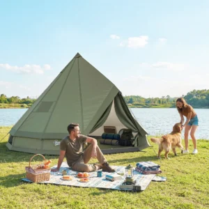 CampGlut Tipi-Zelt mit Ofenrohr-Öffnung für 4-6 Personen.