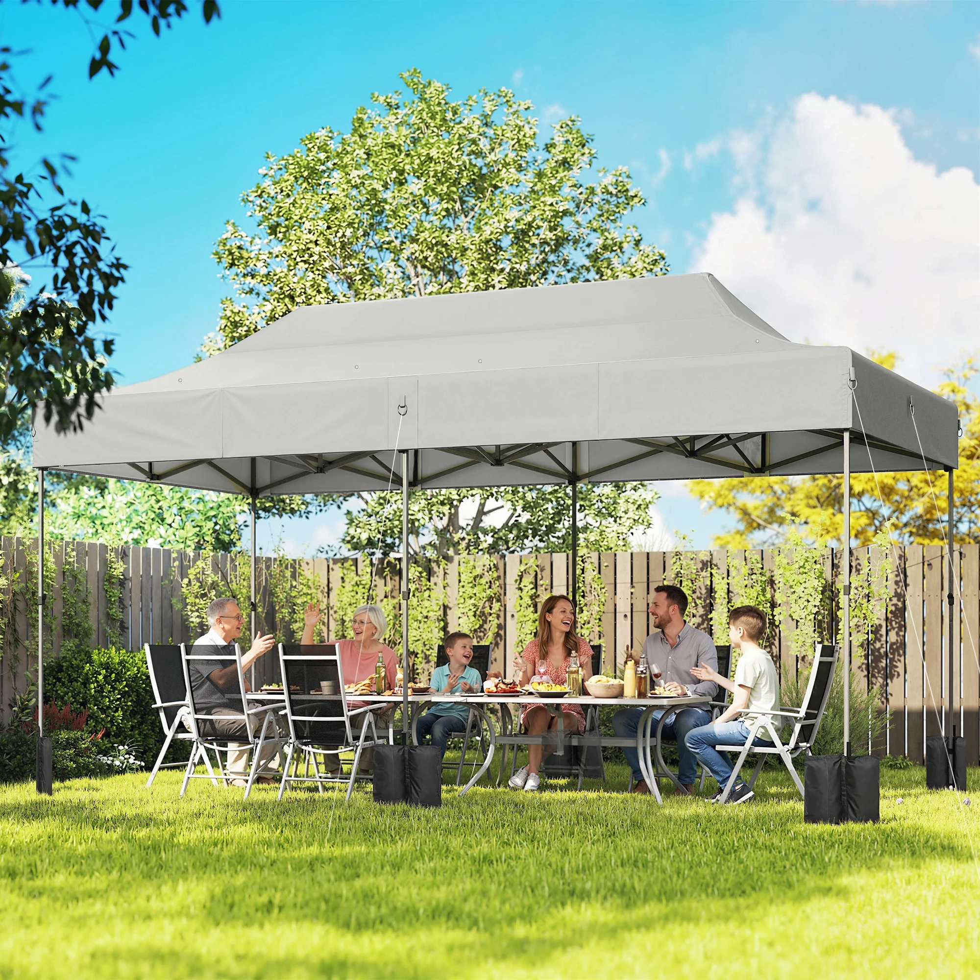CampGlut 10x20 Pop-Up-Zelt für Outdoor-Events und Camping.