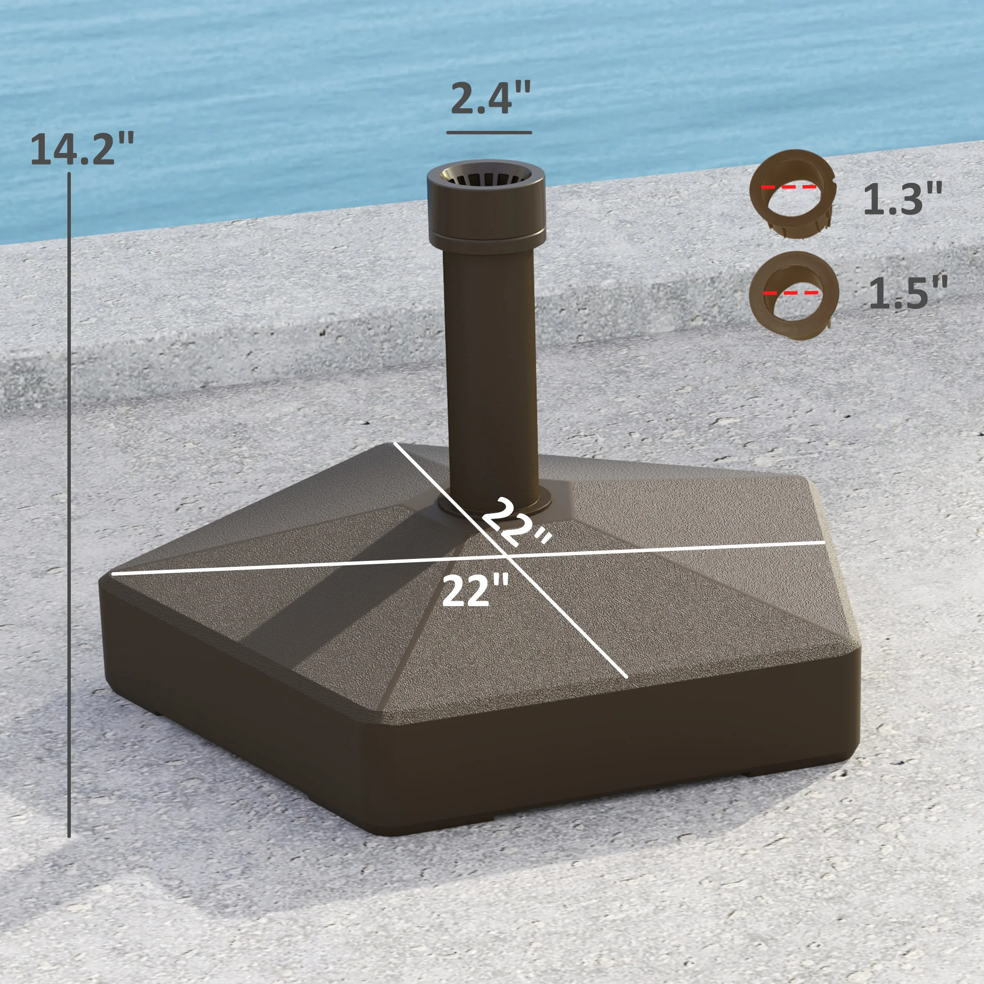 Terrassenschirmständer, schwerer Outdoor-Standfuß, bis 19 kg Sand/15 kg Wasse... – Bild 3