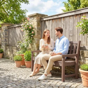 2-Personen Gartenbank, HDPE Outdoor-Bank, 240 kg Tragkraft, geschwungene Sitz...