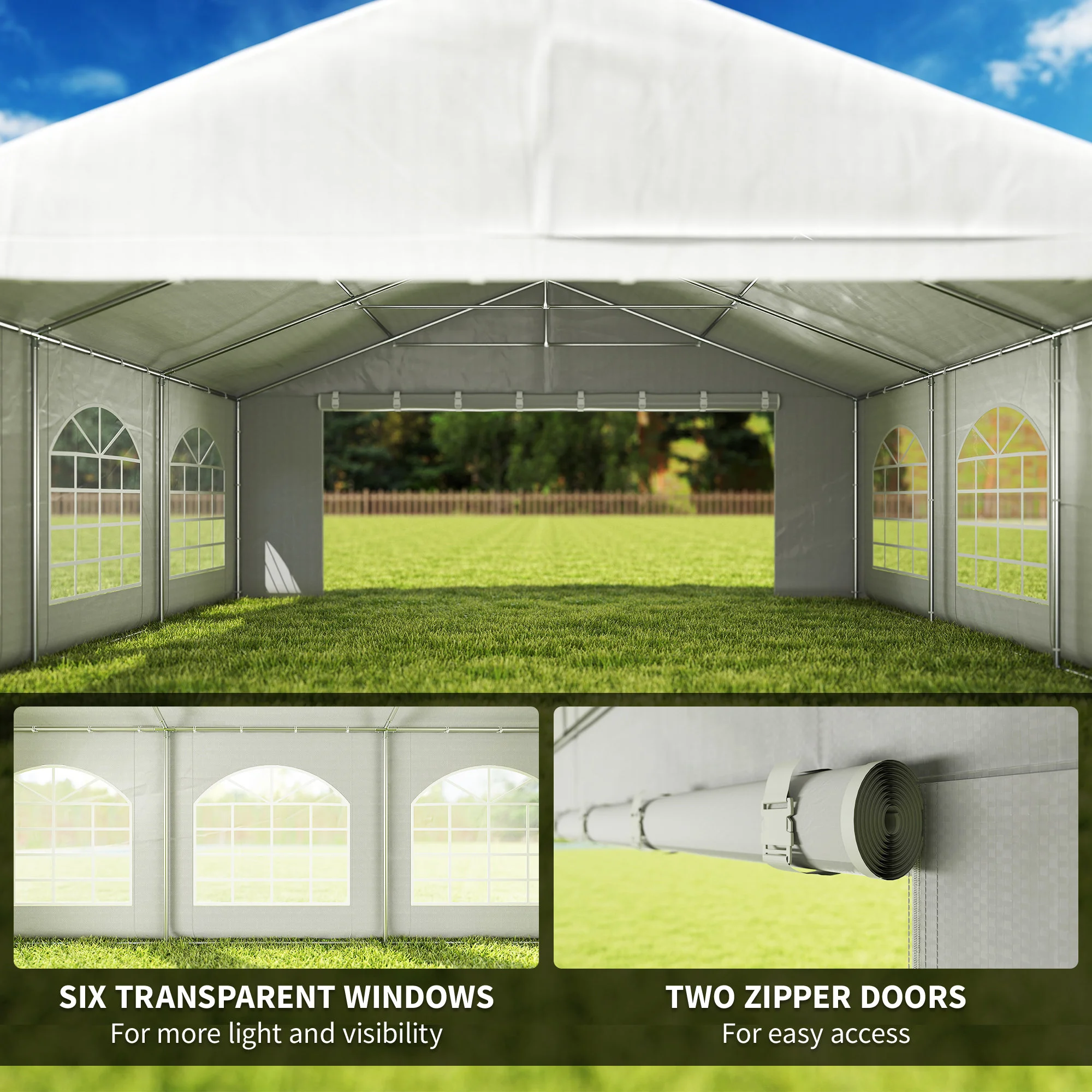20 x 20 Schwerlast-Hochzeitszelt, Outdoor-Carport-Partyzelt, Terrassenpavillo... – Bild 3