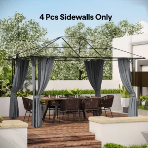 CampGlut graues Pavillon-Seitenwand-Set mit Haken und C-Ringen für 9,84x11,8m.