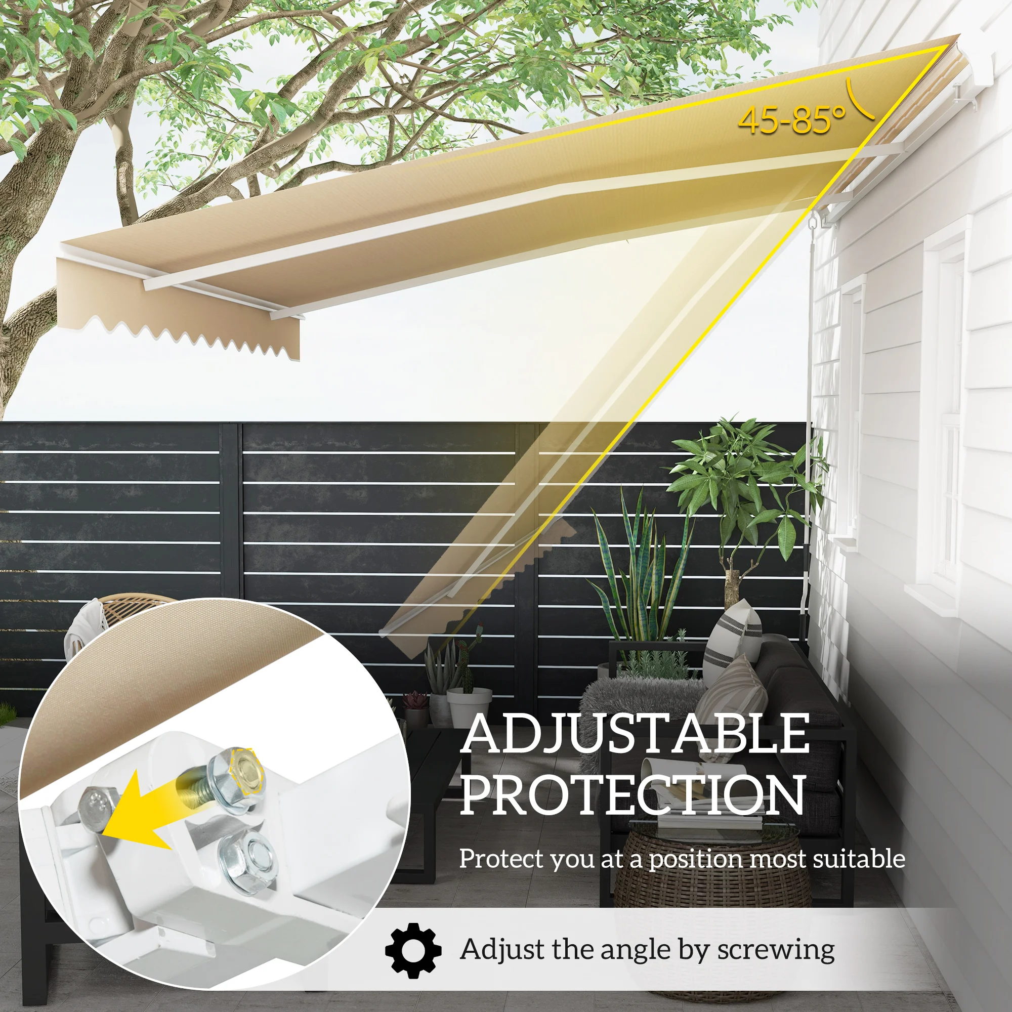 CampGlut Retractable Awning: Wetterfeste Stoffstruktur.