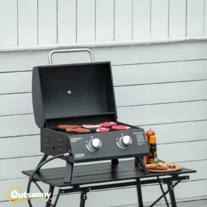 21,75" Holzkohlegrill, tragbar, 2 Brenner, hitzebeständiger Griff, Klappbeine...