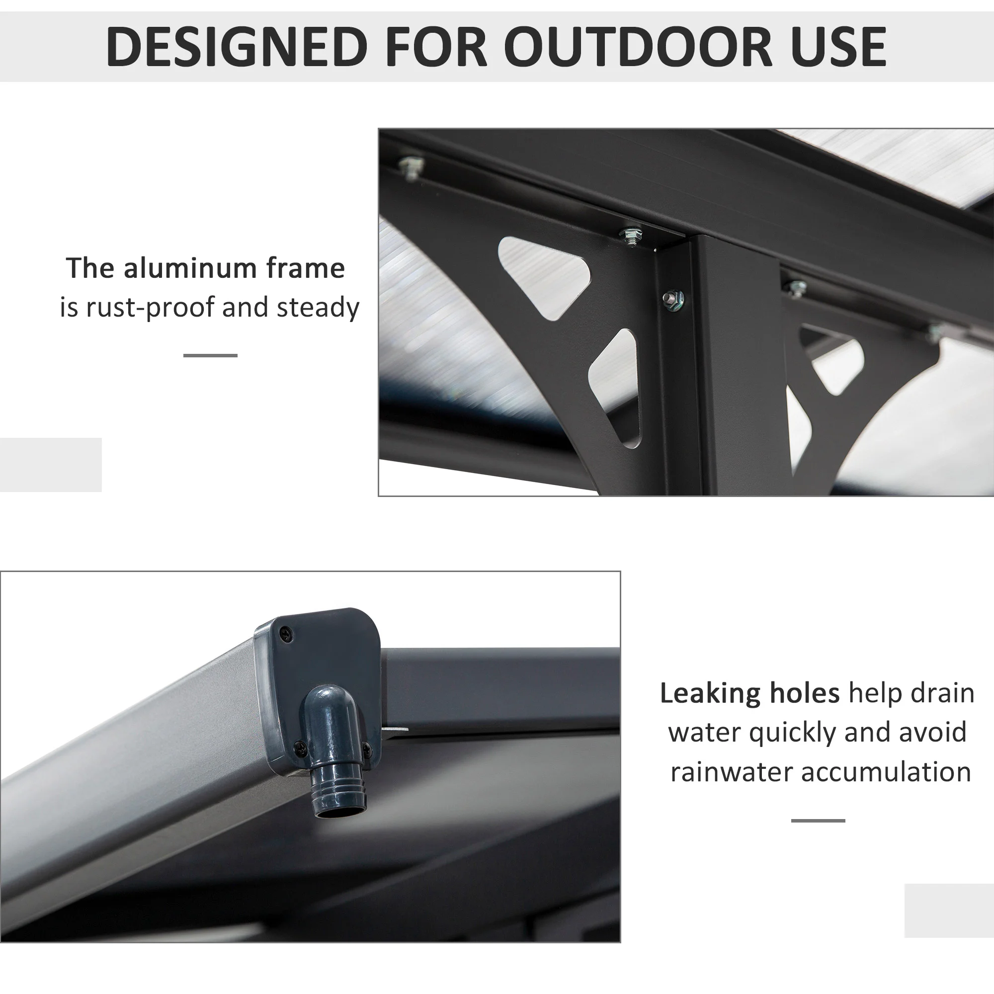 CampGlut große Pergola mit UV-beständiger Polycarbonat Abdeckung im Freien.