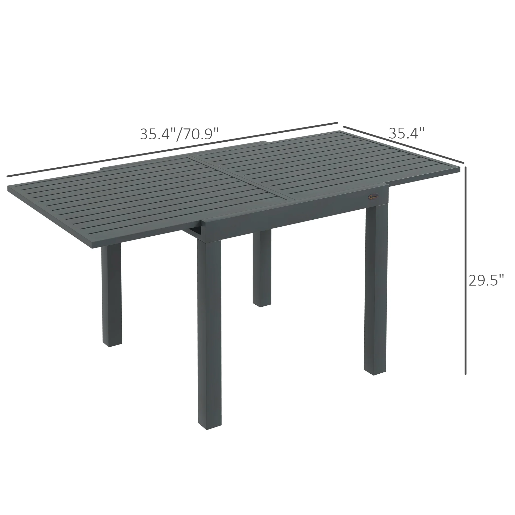 Ausziehbarer Terrassentisch, Aluminium, für 4-6 Personen, Grau – Bild 2