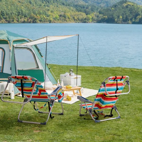 CampGlut Farbenfroher Strandstuhl aus Oxford-Stoff und Aluminium