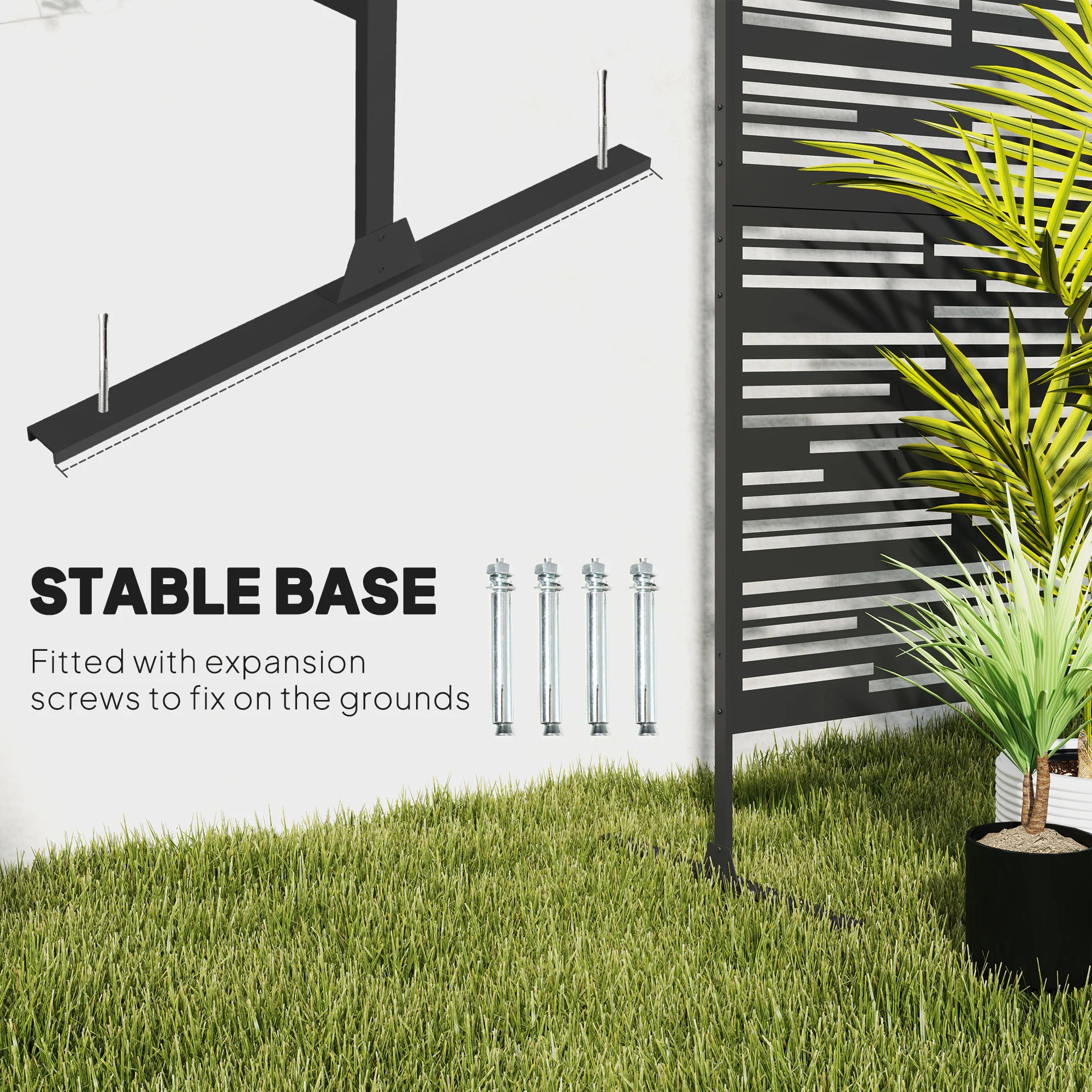 78" H x 48" B Metall Sichtschutz, freistehend, dekorativ, für Balkon, Schwarz – Bild 5