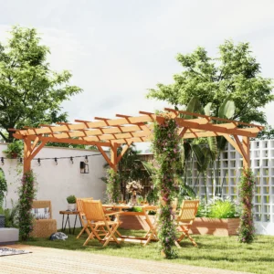 10 x 13 Holzpergola, stabiles Kletterpflanzengitter, dunkelbraun