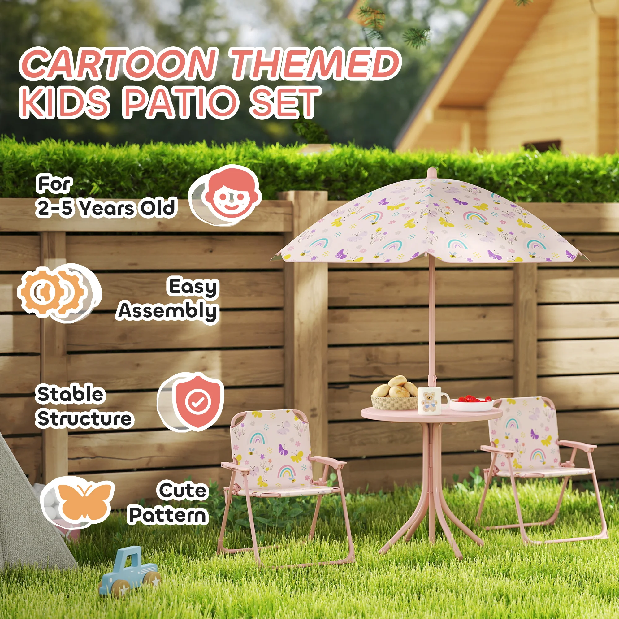 CampGlut Picknickgarnitur für Kinder detailreich fotografiert.