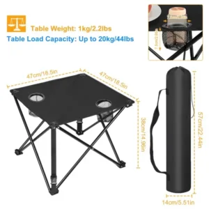 1-2 Stück faltbarer Campingtisch, leichter Picknicktisch mit 2 Getränkehalter...