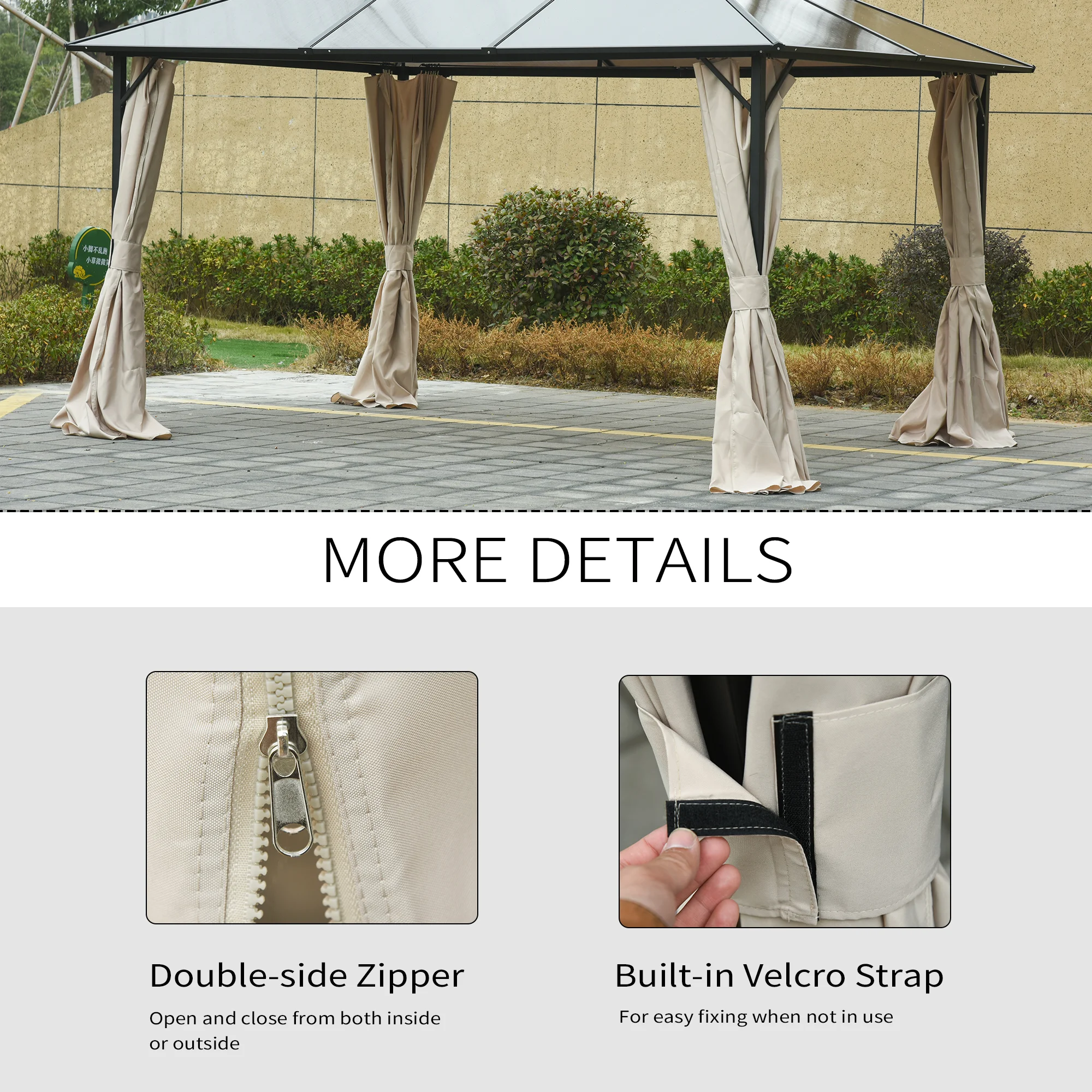 9.84 x 11.8 Gazebo Sidewall Set with Hooks/C-Rings – Bild 6