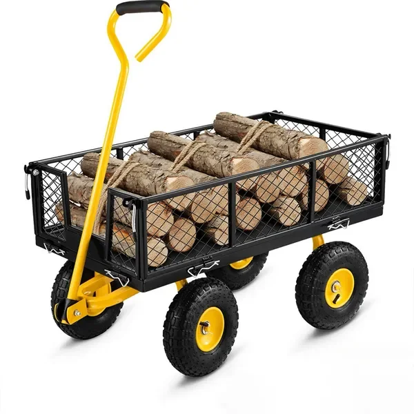 Schwerlast-Gartenwagen, 500 kg, Stahl, mit abnehmbaren Seiten und Drehgriff – Bild 2