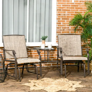 Garten-Schaukelstuhl-Set mit Couchtisch, 2-Sitzer, hellbraun