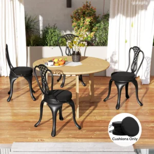 Terrassenstuhlkissen Set 4er, runde Sitzkissen für Bistrostühle, waschbar, 15...