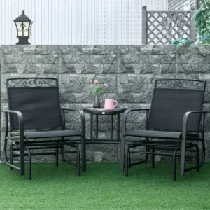 CampGlut Garten Schaukelstuhl Set Couchtisch Outdoor Camping