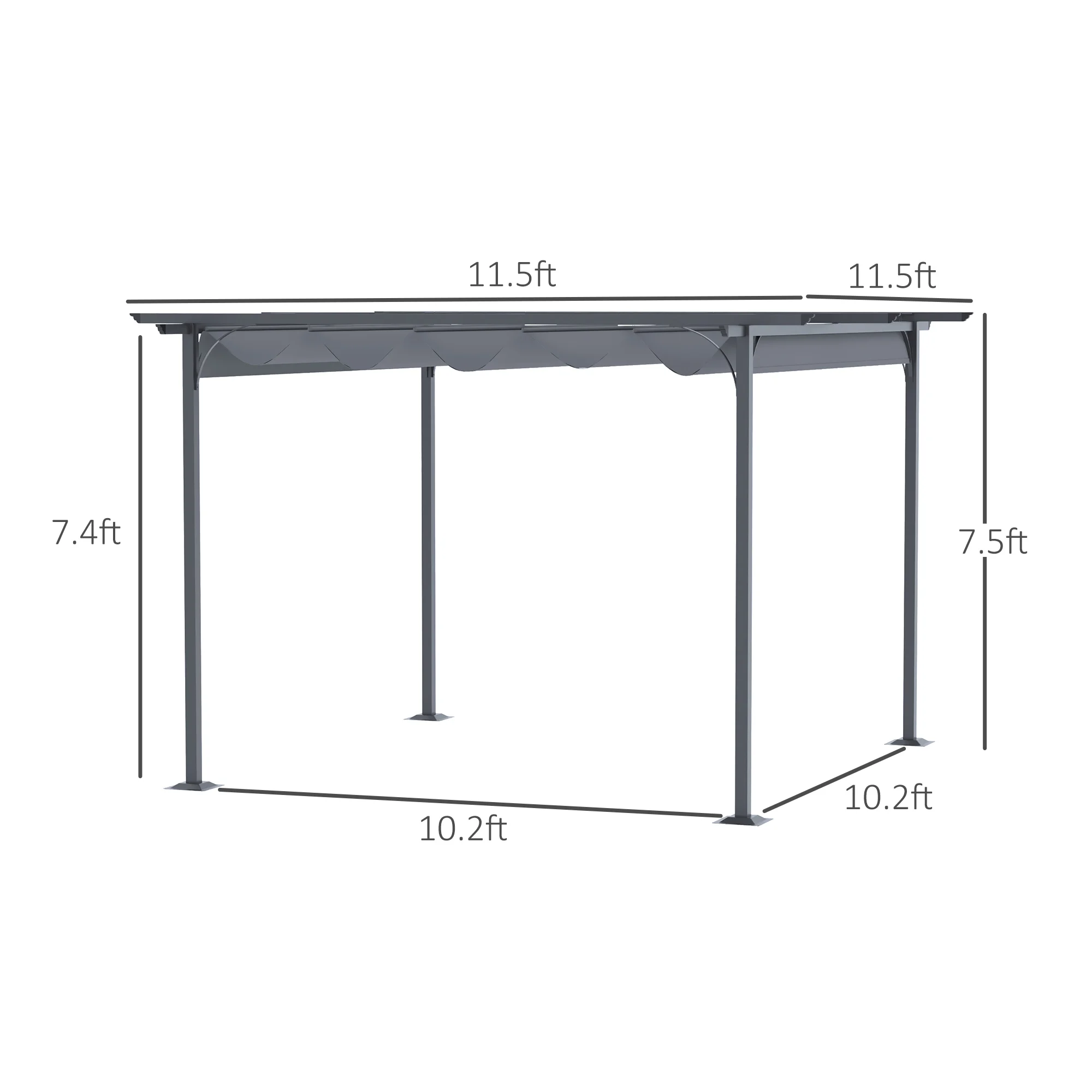 CampGlut Pergola-Awning in grau für Outdoor-Partys.