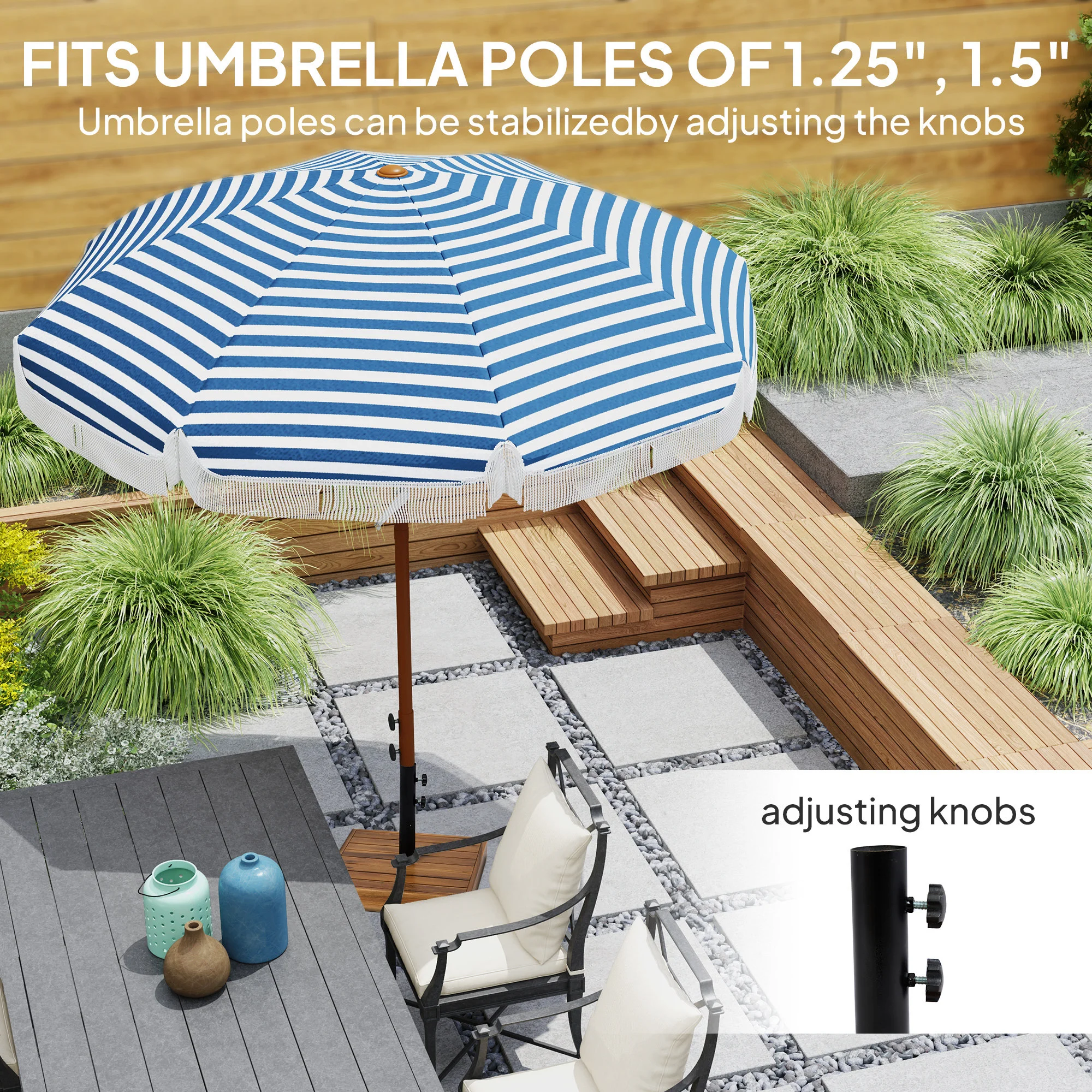 Terrassenschirmständer, 19 kg Beton, für 3,2/3,8 cm Stangen, Teak – Bild 2