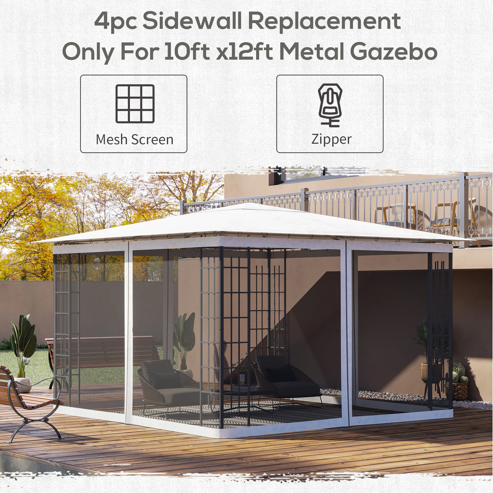 CampGlut Ersatz-Seitenwandnetz für 10x12 Pavillon, Camping Ausrüstung.