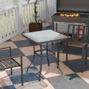 CampGlut 27 Zoll quadratischer Bistrotisch, ESG-Glastisch für Outdoor.