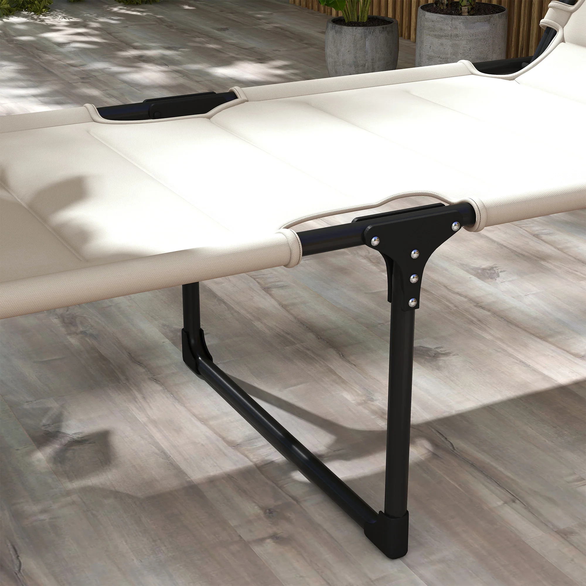 Ensemble de 2 chaises longues, réglable sur 4 positions, pliable, rembourré avec auvent &... - Imagen 6