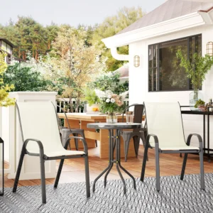 CampGlut 3-teiliges Bistro-Set mit Stapelstühlen für Camping.