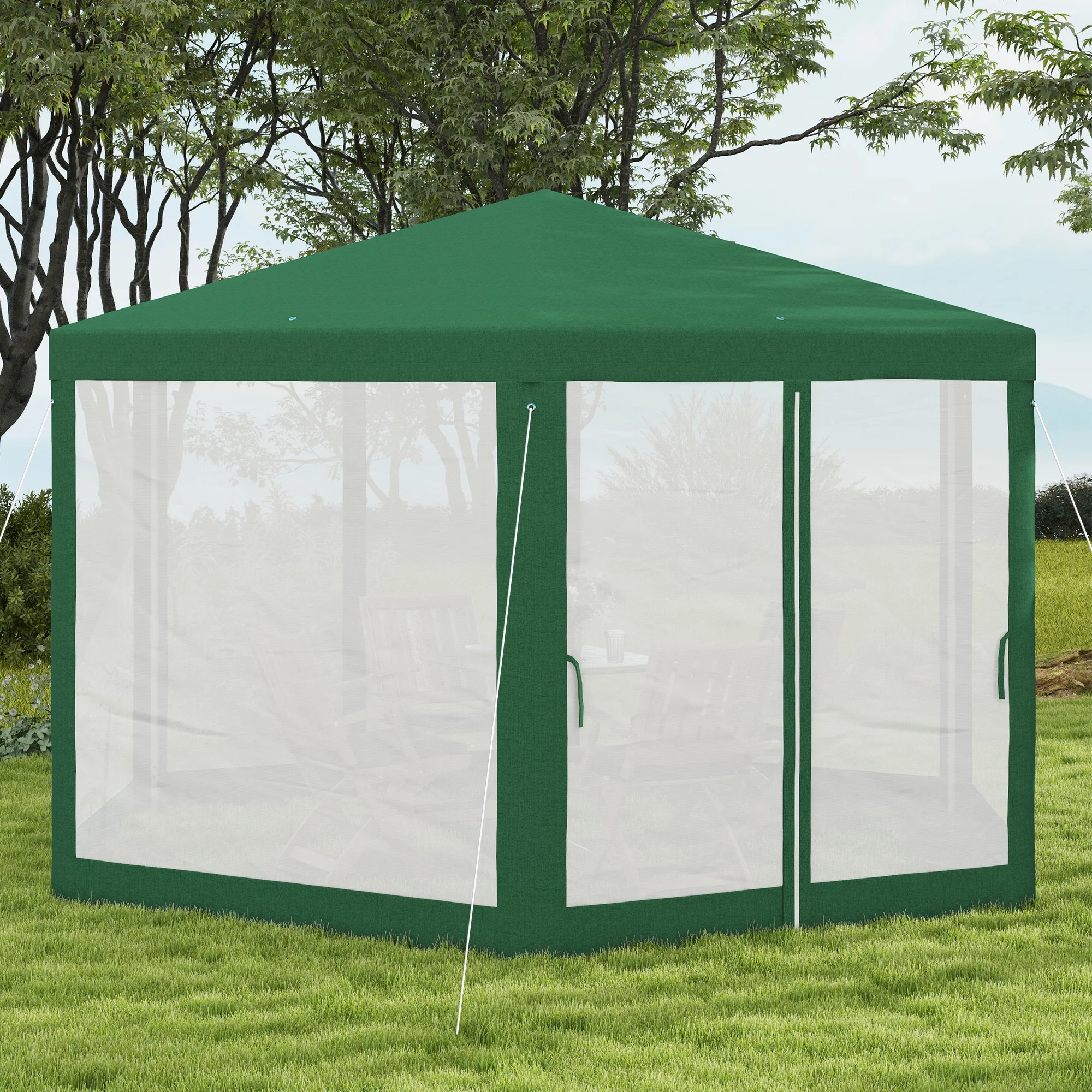 13 x 11 Outdoor Partyzelt, sechseckiges Sonnenschutzdach mit Schutzseitenwänd... – Bild 4