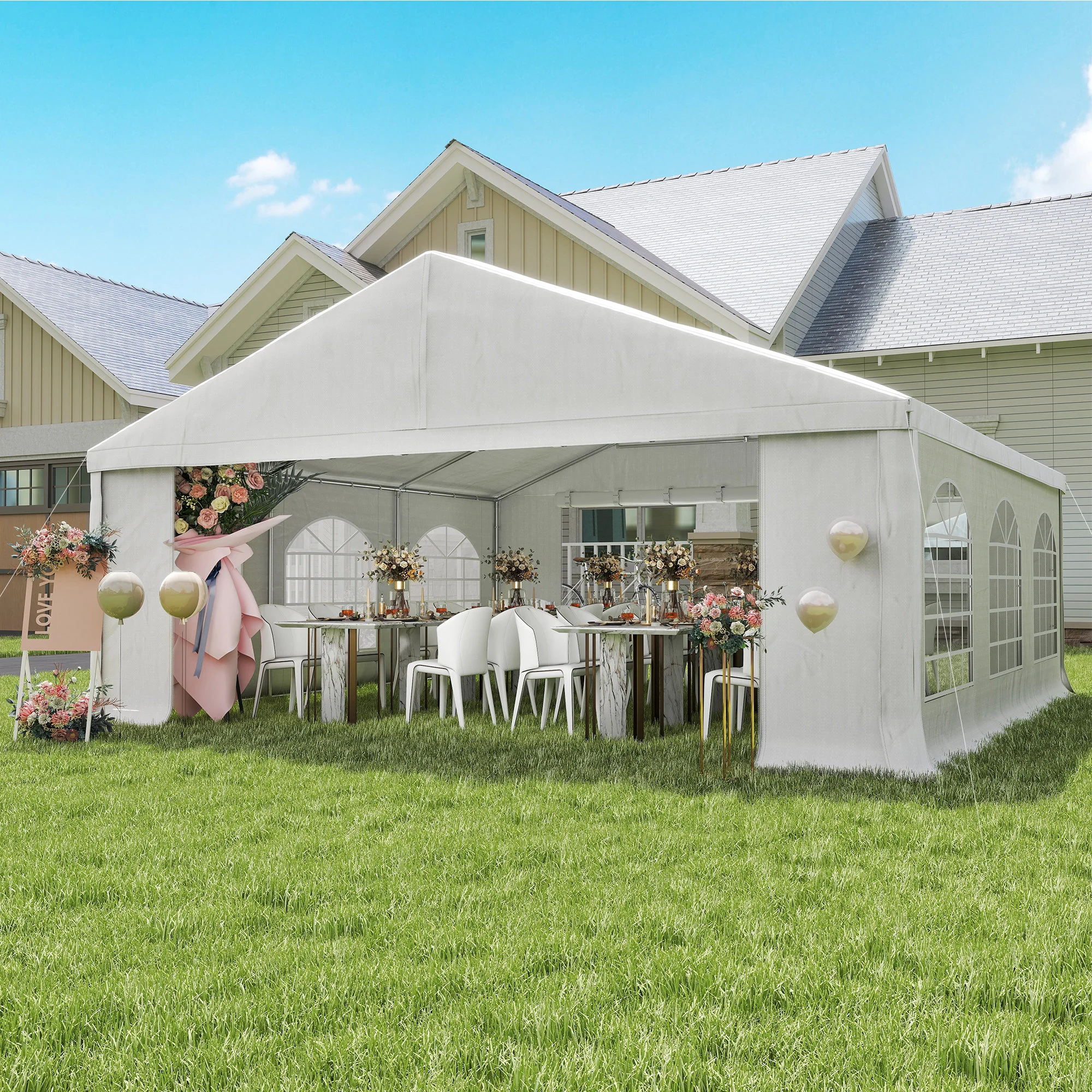 20 x 20 Schwerlast-Hochzeitszelt, Outdoor-Carport-Partyzelt, Terrassenpavillo...