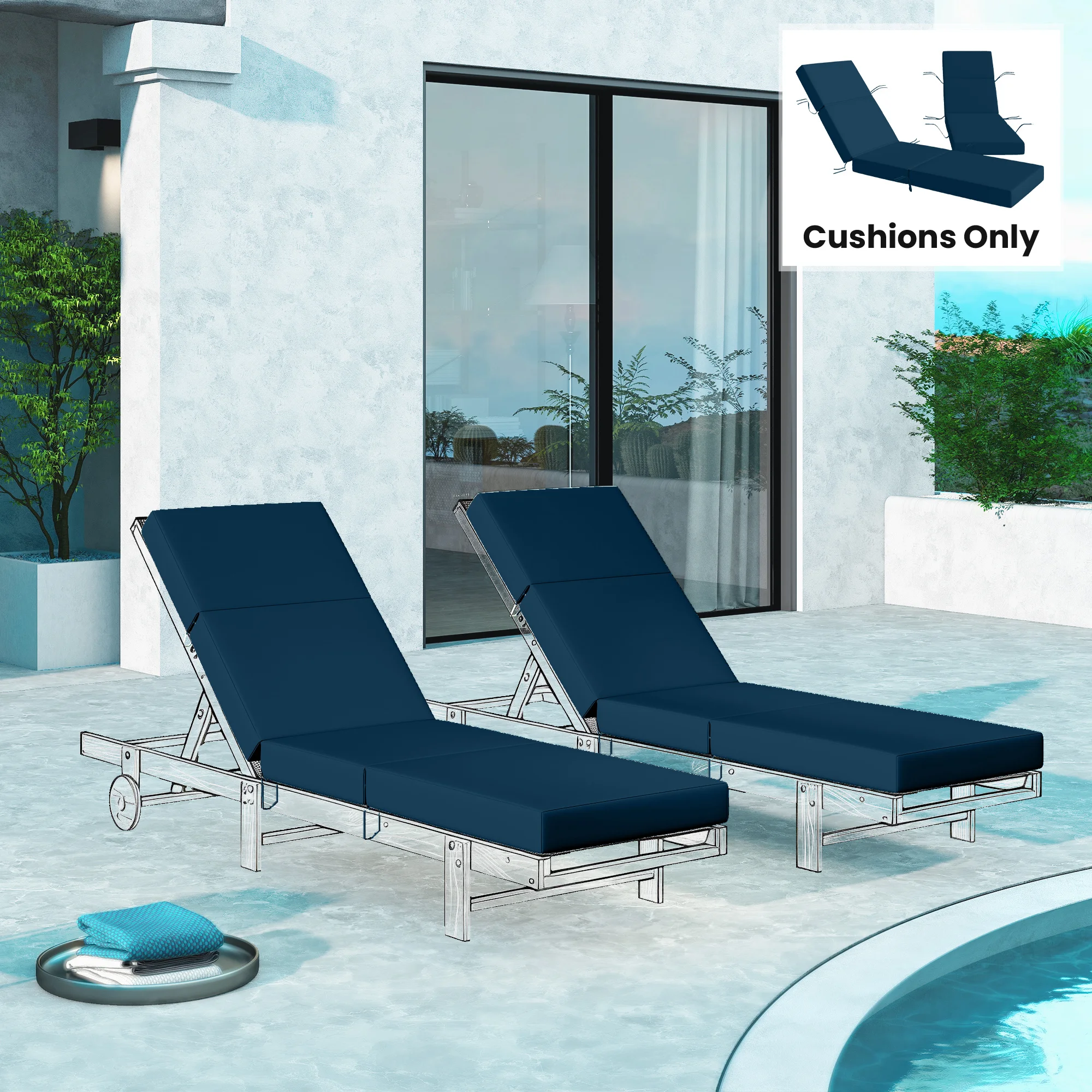 CampGlut Set of 2 Cushion für Campingliege