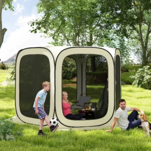 11 x 11ft Pop-Up-Sichtschutz-Zelt, UPF50+, tragbarer Camping-Pavillon mit Tra...