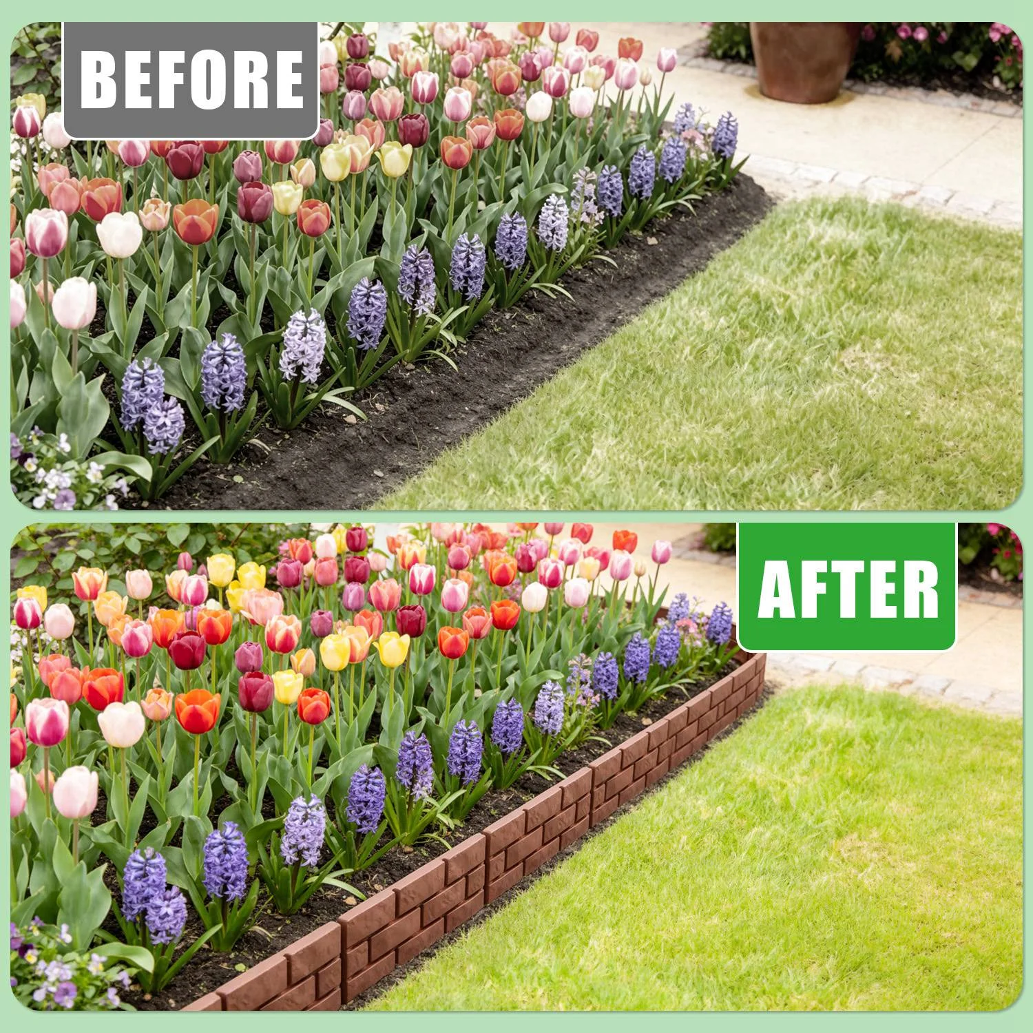 Gartenbeet-Einfassung, 12-teiliger Steinzaun, flexibel verstellbar mit Klick-... – Bild 8