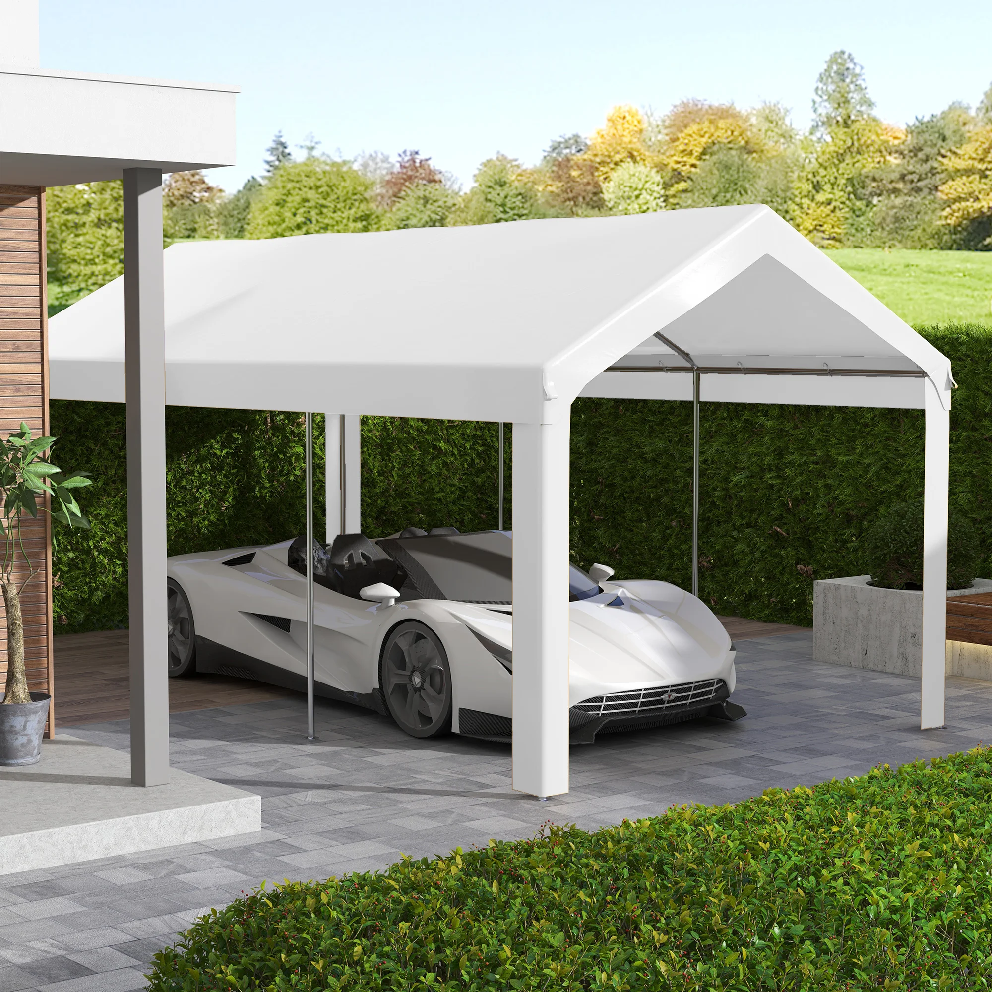 10 x 6m Carport Dach, UV-beständiger Ersatz, weiß, passend für 84C-378V00 & 8...
