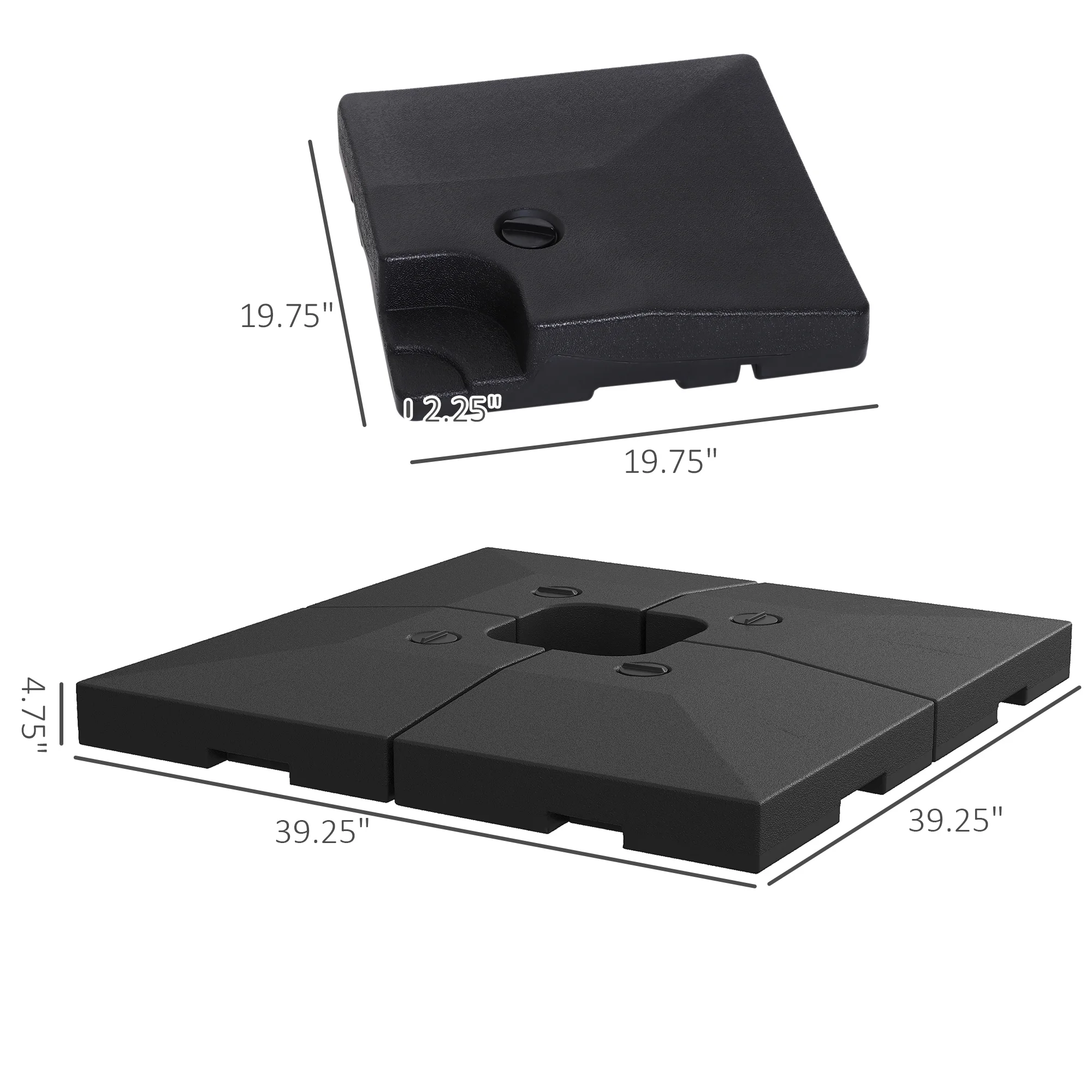 4-Piece Umbrella Base for Patios, Black, 176 lbs Water/264 lbs Sand - Imagen 4