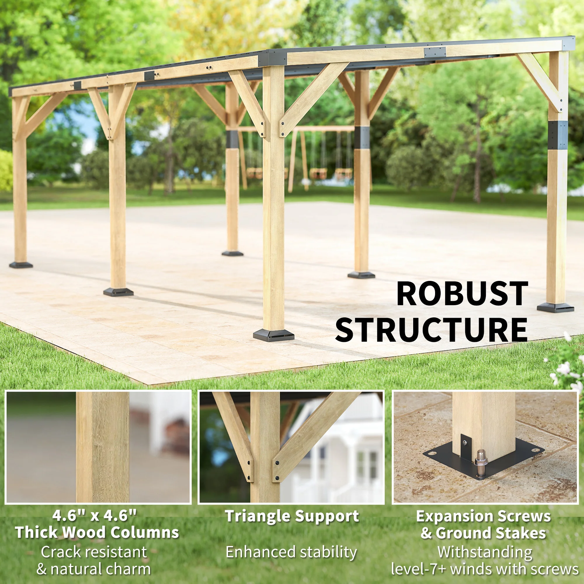 CampGlut stabiler Holz-Pavillon für Camping.